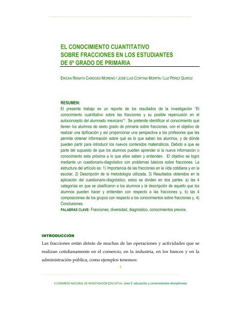 el conocimiento cuantitativo sobre fracciones en los estudiantes de ...