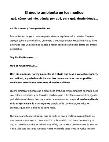 El medio ambiente en los medios: - Instituto de Prensa