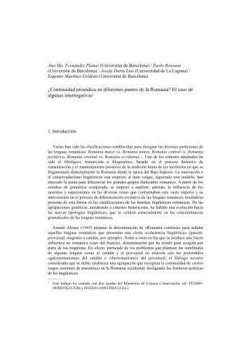 ¿Continuidad prosódica en diferentes puntos de la Romania? El ...