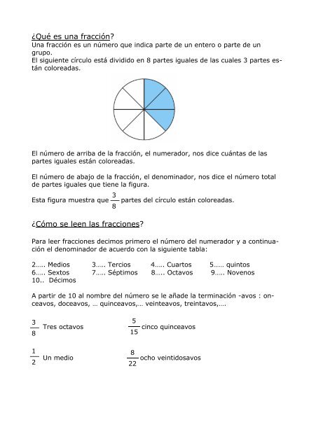 ¿Qué es una fracción? ¿Cómo se leen las fracciones?