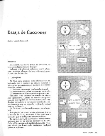 Baraja de fracciones - SUMA Revistas de matemáticas