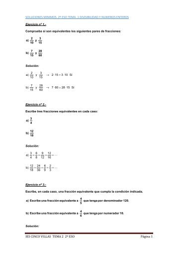 soluciones minimos 2º eso tema 2 fracciones - Matematicas 5 VILLAS