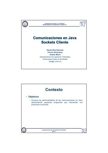 La clase Socket: métodos: E/S - OCW - UC3M - Universidad Carlos ...