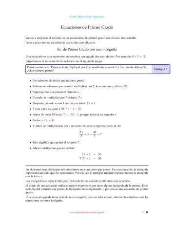 Ecuaciones de Primer Grado - Aprende Matemáticas