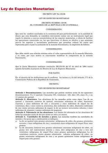 Ley de Especies Monetarias - Foro Derecho Guatemala