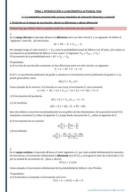 MATEMÁTICA ACTUARIAL VIDA