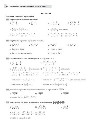 6 EXPRESIONES FRACCIONARIAS Y RADICALES