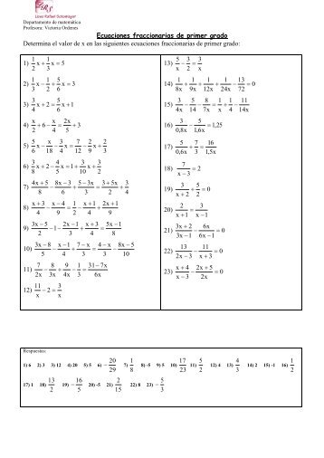 Ecuaciones fraccionarias de primer grado