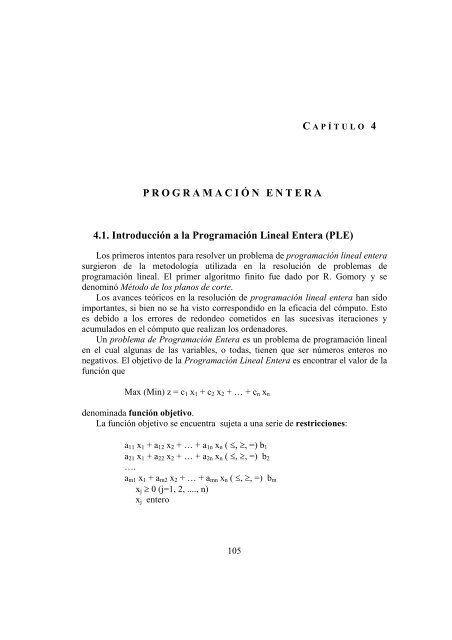 Programación Lineal Entera - OCW Usal