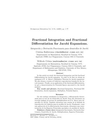 Fractional Integration and Fractional Differentiation for Jacobi ...
