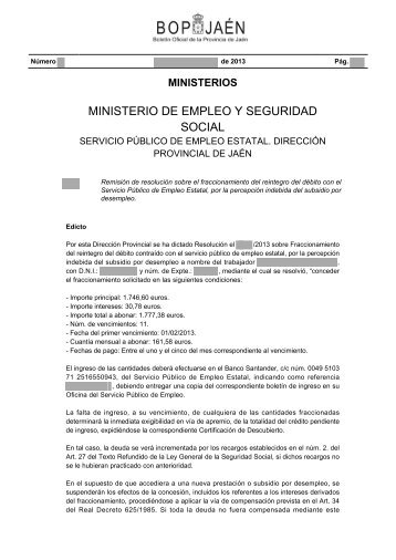 MINISTERIO DE EMPLEO Y SEGURIDAD SOCIAL - Cita previa INEM