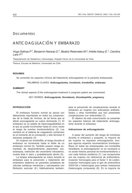 ANTICOAGULACIÓN Y EMBARAZO - SciELO