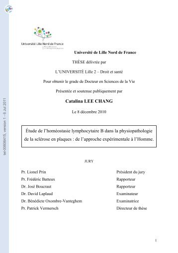 Étude de l'homéostasie lymphocytaire B dans la physiopathologie ...