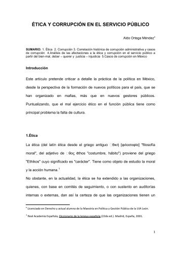 7. Ética y corrupción en el servicio público. Aldo Ortega Méndez