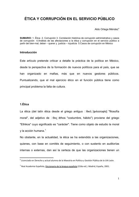 7. Ética y corrupción en el servicio público. Aldo Ortega Méndez