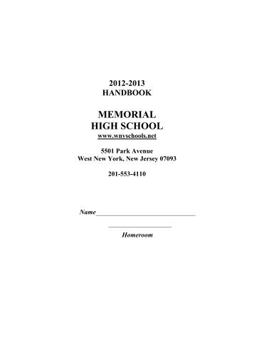 Memorial HS Student Handbook 2012-2013 - West New York ...