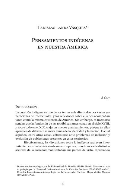 Pensamientos indígenas en nuestra América - Educabolivia