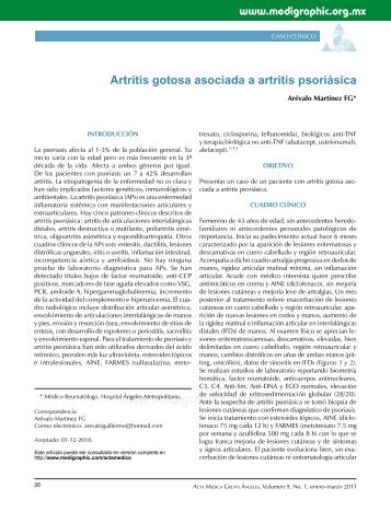 Artritis gotosa asociada a artritis psoriásica - edigraphic.com