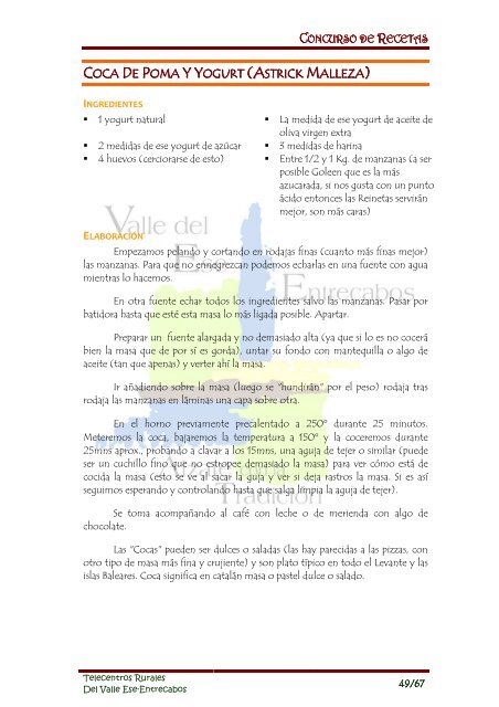 Recetario I Concurso de Recetas Valle Ese-Entrecabos