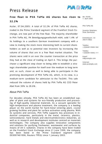 Press Release - PVA TePla AG
