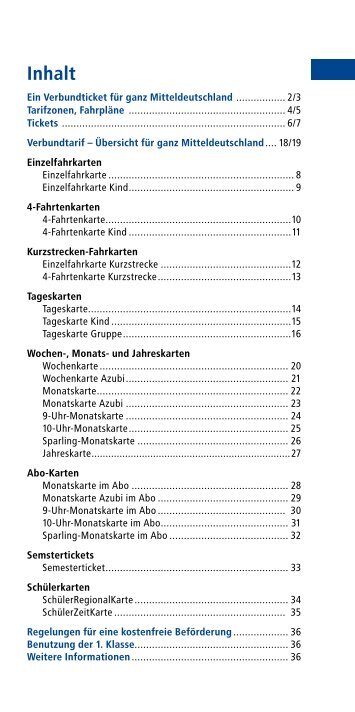 Verbundtarif Übersicht für ganz Mitteldeutschland