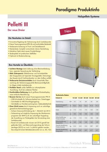 Produktinformation Pelletti III