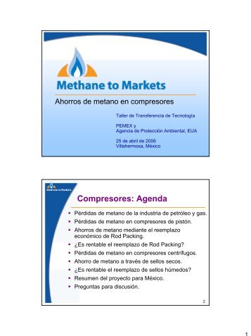 Ahorros de metano en compresores - Global Methane Initiative