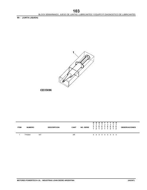 PARTS CATALOG - John Deere