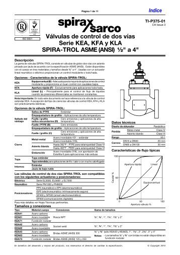 Válvula de dos vías SPIRA-TROL Serie KEA - Spirax Sarco