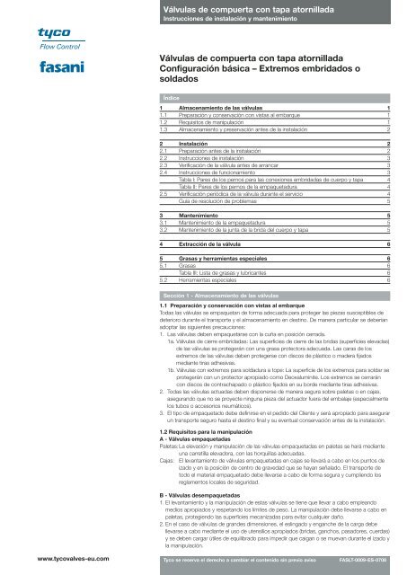 Válvulas de compuerta con tapa atornillada Configuración básica ...