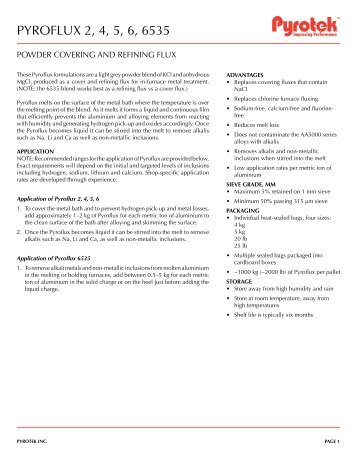 Pyroflux 2, 4, 5, 6, 6535 - English (Letter) - Pyrotek
