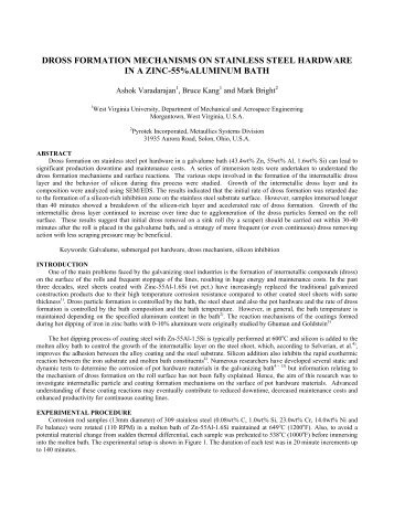 Dross Formation Mechanisms on Stainless Steel Hardware ... - Pyrotek