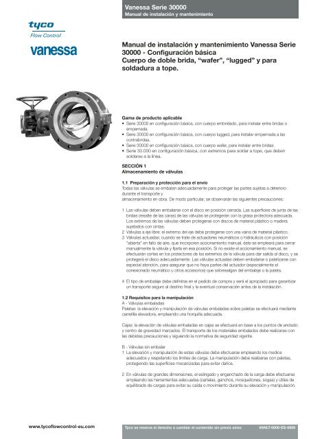 Manual de instalación y mantenimiento Vanessa Serie 30000