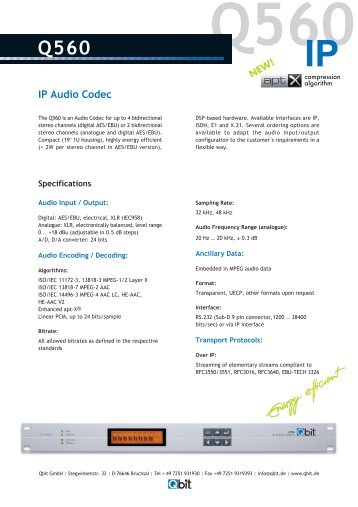 Q560 IP Audio Codec - Qbit GmbH