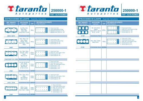 torques de cabeza para motores a gasolina - Taranto.com.mx