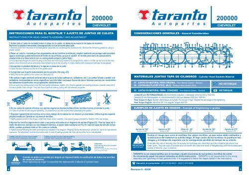 torques de cabeza para motores a gasolina - Taranto.com.mx