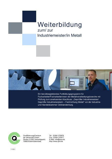 Info zur Industriemeister Weiterbildung Metall 2014