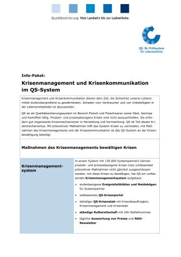 Krisenmanagement und Krisenkommunikation im QS-System