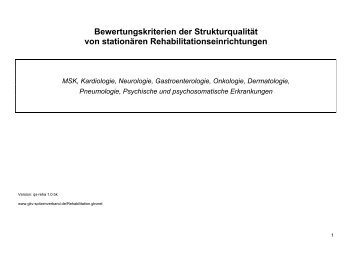 Bewertungskriterien der Strukturqualität von stationären ... - QS-Reha