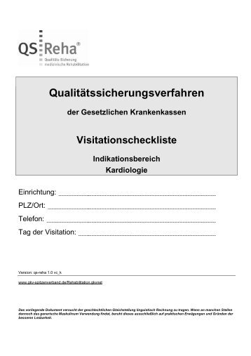 Visitationscheckliste Kardiologie (PDF, 243 KB) - QS-Reha