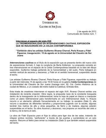 Boletín Núm. 1 / 2 de agosto de 2012 - Universidad del Claustro de ...