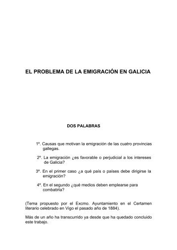 EL PROBLEMA DE LA EMIGRACIÓN EN GALICIA - Ricardo Mella