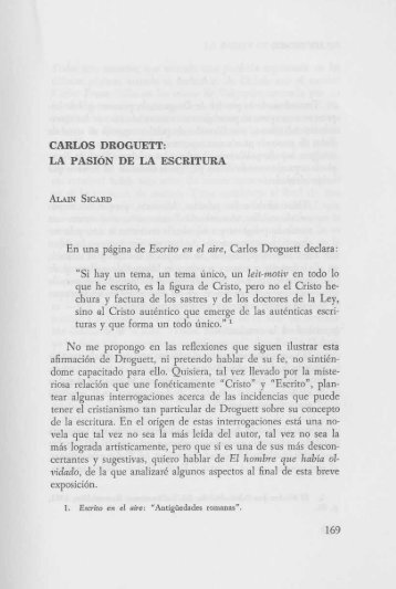 ALAIN SICARD: Carlos Droguett, la pasión de la