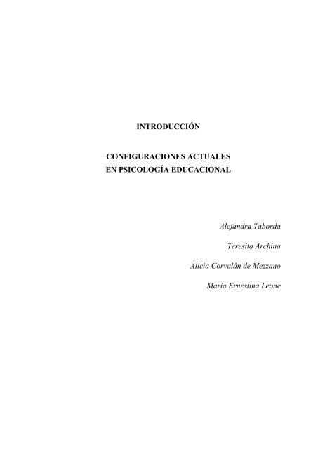 VOLUMEN 1 Psicología Educacional en el Contexto de la Clínica ...