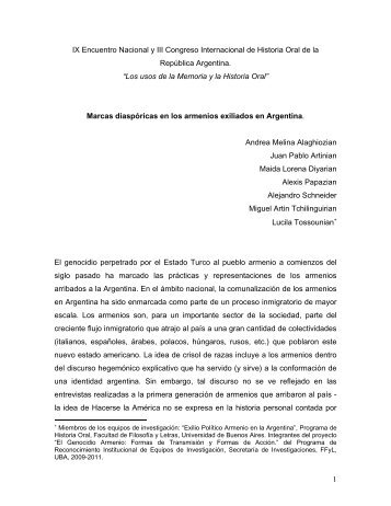 Marcas diaspóricas en los armenios exiliados en Argentina.