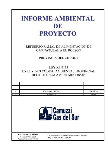 INFORME AMBIENTAL DE PROYECTO - Organismos