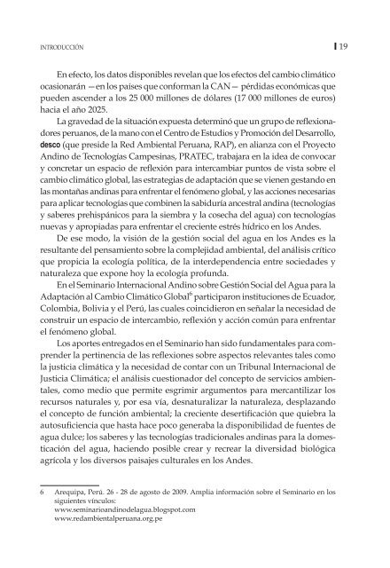 Cambio climático, crisis del agua y adaptación en las ... - Desco