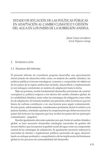 Cambio climático, crisis del agua y adaptación en las ... - Desco