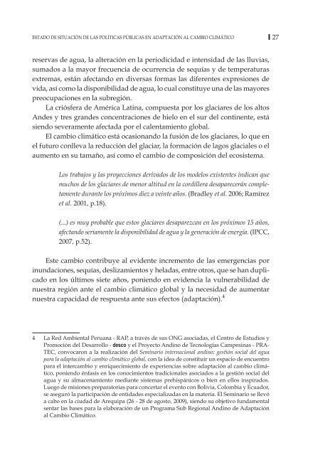 Cambio climático, crisis del agua y adaptación en las ... - Desco