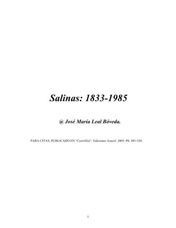 Salinas: 1833-1985 - Patrimonio y Didactica